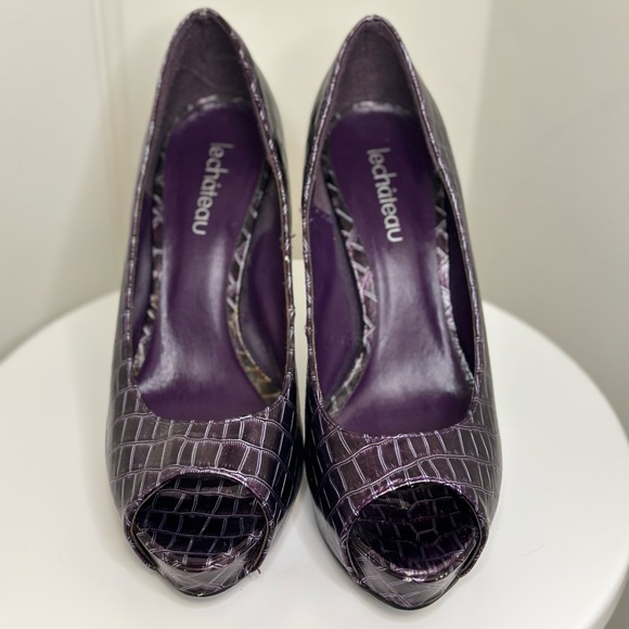 Purple Faux Alligator Le Chateau Heels - Picture 2 of 5